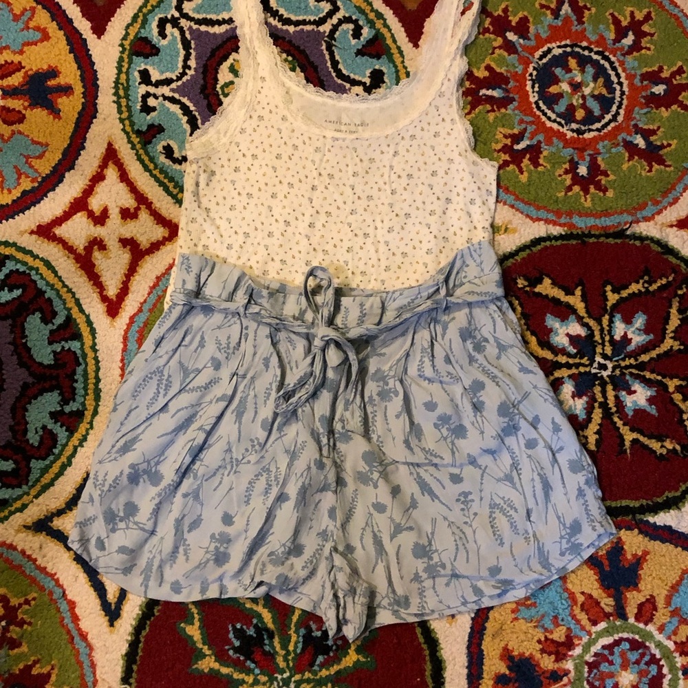 High Waisted Jack Wills Blue Patterned Shorts